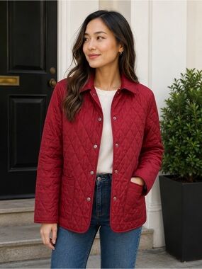 Burberry Diamond Quilted Button-Front Barn Jacket - Large